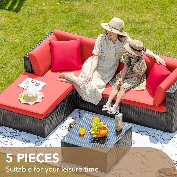 Devoko 5 Pieces Patio Furniture Sets All Weathevr Outdoor Sectional Patio Sofa - Image 6
