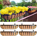 LaLaGreen Railing Planter Boxes Black Metal Rectangular Flower Boxes by L%C3%A1L%C3%A1Green