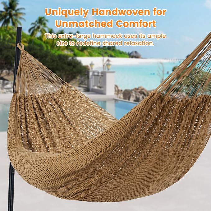 Lazy Daze Hammocks Handwoven Mayan Hammock, 10.5 FT Soft Rope Double Hammocks - Image 2
