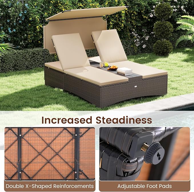 Tangkula Outdoor Rattan Daybed - Image 9