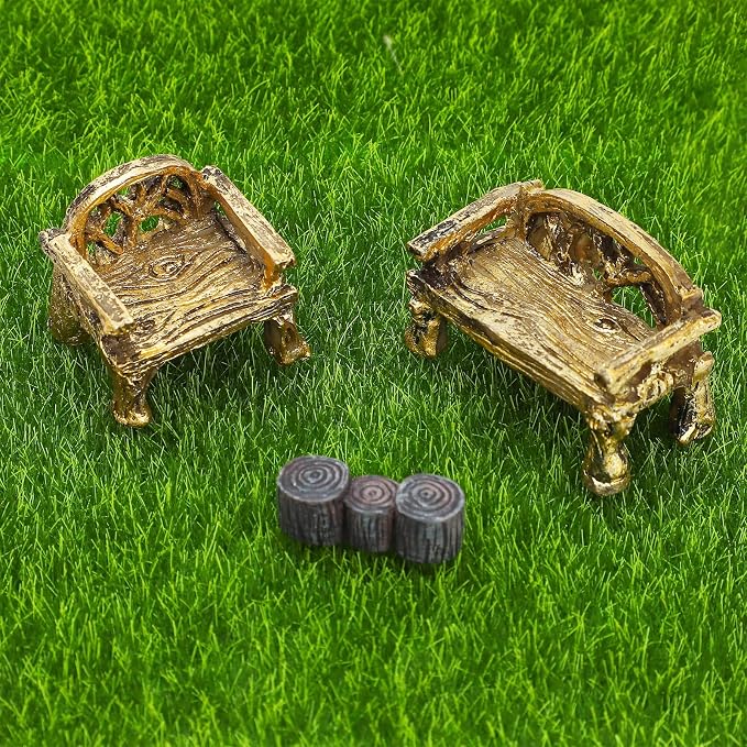 ONEST 14 Pieces Garden Miniature Accessories Mini Table and Chairs Village - Image 5