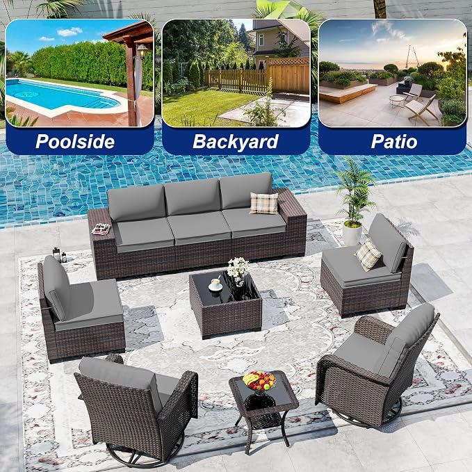 9 Pieces Patio Furniture Set - Image 9