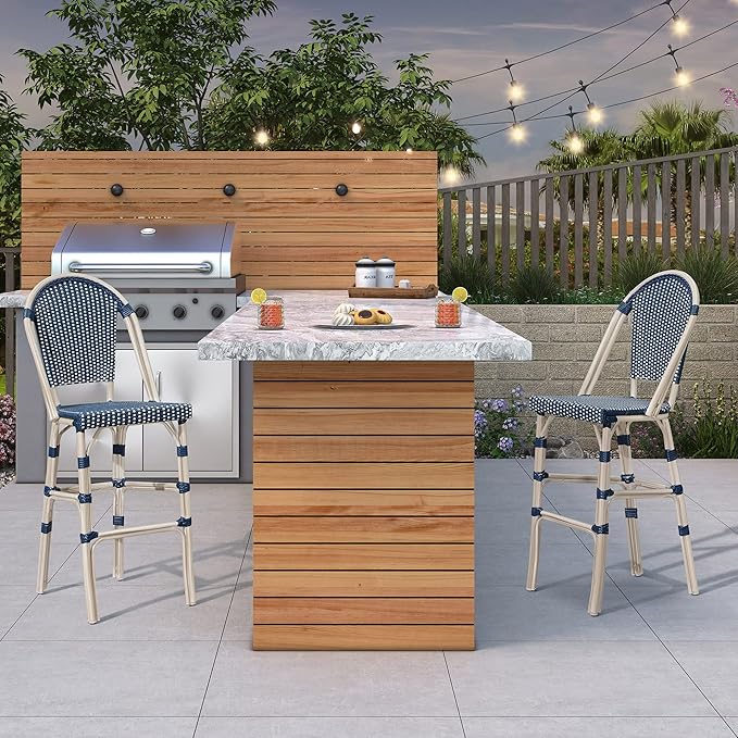 PURPLE LEAF French Counter Height Bar Stool Set of 2 25" White Print Finish - Image 3