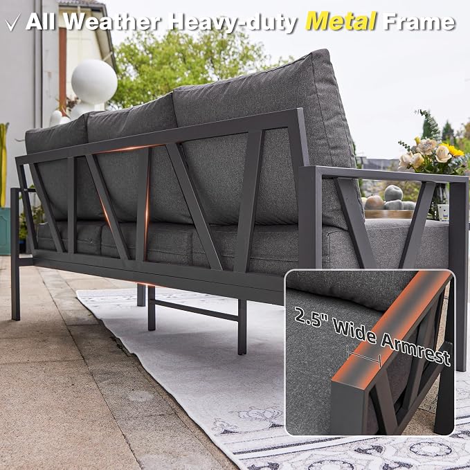 Outdoor Patio Furniture Set, 4 Pieces Metal Patio Furniture Set - Image 2