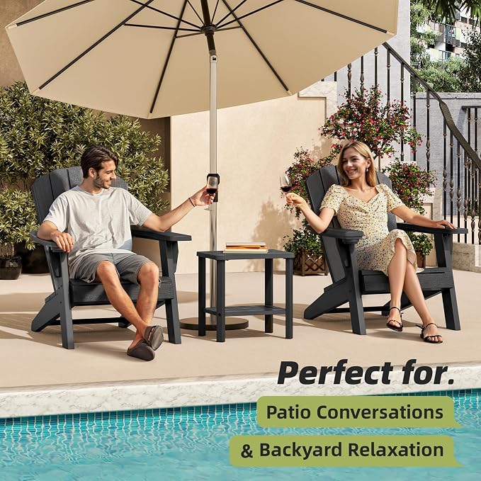 Adirondack Square Outdoor Side Table Set of 2, 2-Tier Small Outdoor Table - Image 4