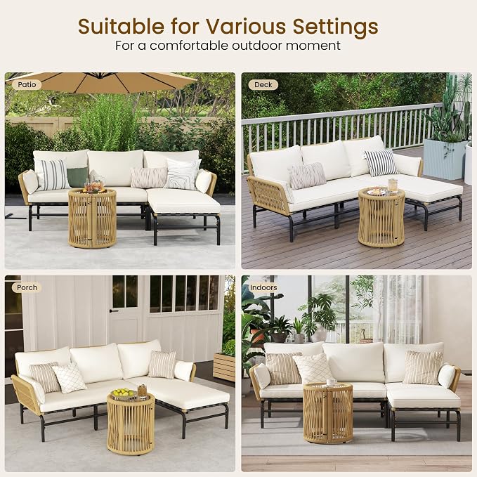 Yaheetech 3 Pieces L-Shaped Conversation Sofa Set, Outdoor Patio Furniture Set - Image 6