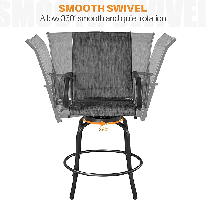 Yaheetech Patio Swivel Barstools Outdoor Chairs Set of 4, High Bistro Stools - Image 6