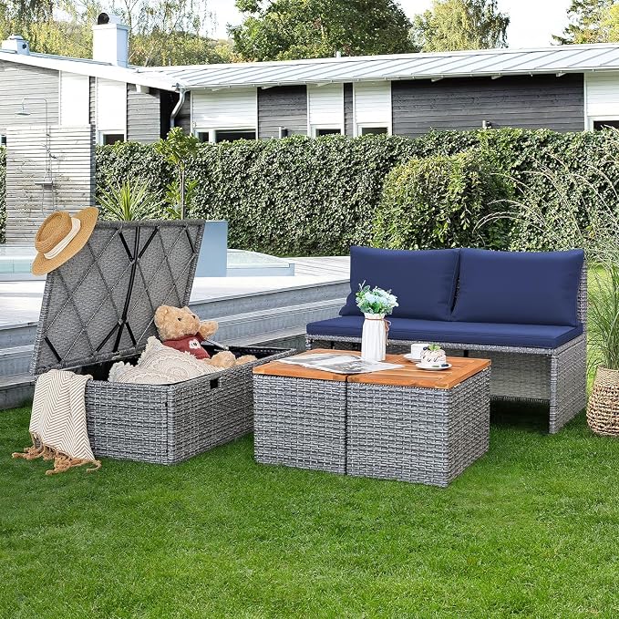 Devoko Patio Day Bed Outdoor Daybed Set Multifunctional Rattan Lounge Bed - Image 6