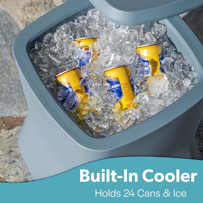 Coast Modern Outdoor Side Table Cooler- 2 in 1 Patio Decor Storage Table & Ice - Image 3