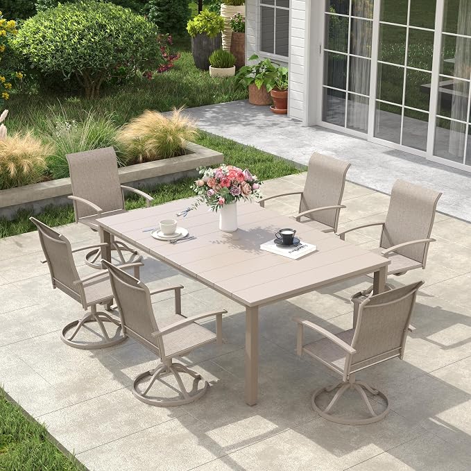 VICLLAX Outdoor Table for 6, Metal Patio Dining Table - Image 6