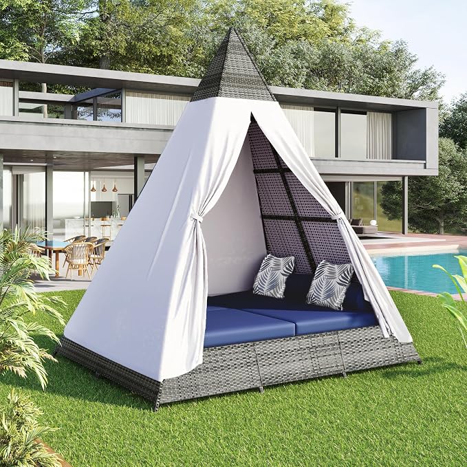 Meerax 90.5" Outdoor Wicker Sunbed by Merax