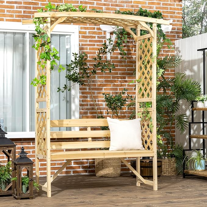 Outsunny Patio Garden Bench Arbor Arch - Image 2