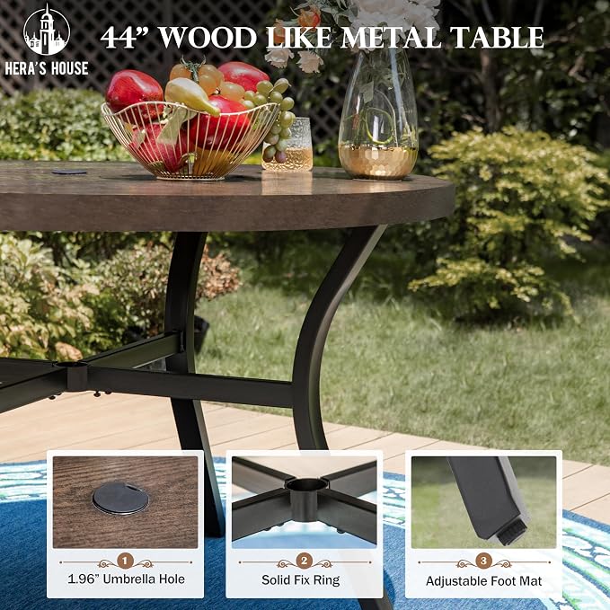 HERA'S HOUSE 5 Piece Patio Dining Set, 4 x Thick Cushioned Dining Chair - Image 3