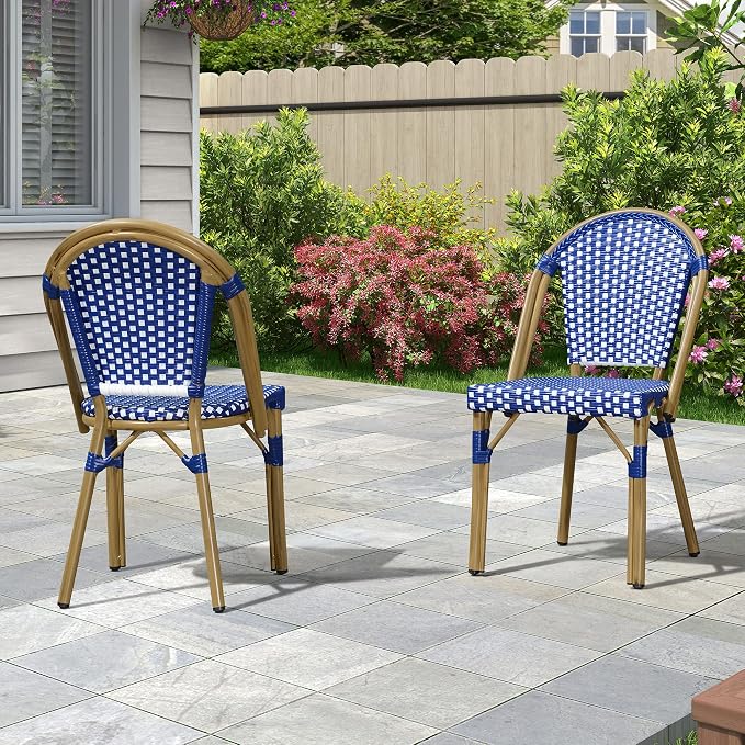 PURPLE LEAF Outdoor Dining Chair Set of 4 Aluminum Wicker Chairs - Image 9