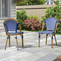 PURPLE LEAF Bistro Chair French Hand-Woven Wicker Chairs by PURPLELEAF