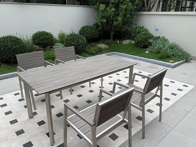 Aluminum Outdoor Dining Set for 6, Patio Table and Chairs Set - Image 8