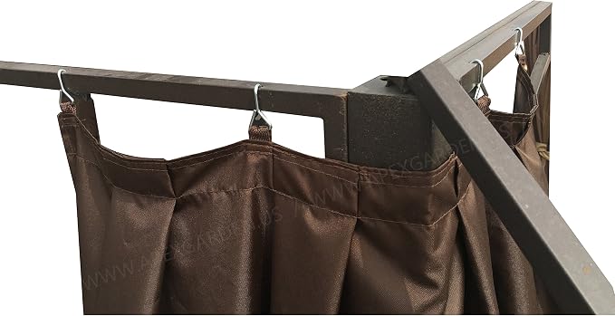APEX GARDEN 4 Poles Brown Corner Curtain Set - Image 3