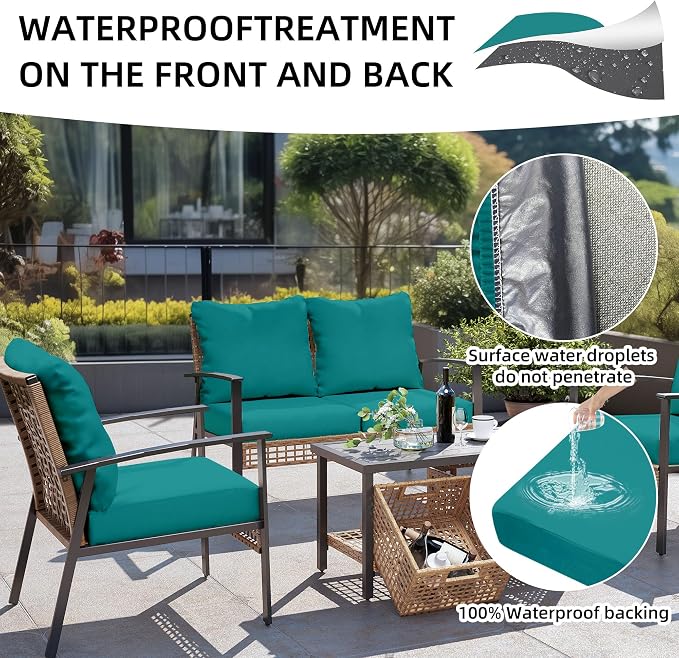 8Pcs Outdoor Cushion Covers, Patio Cushion Covers, Stretch Elastic Slipcovers - Image 4