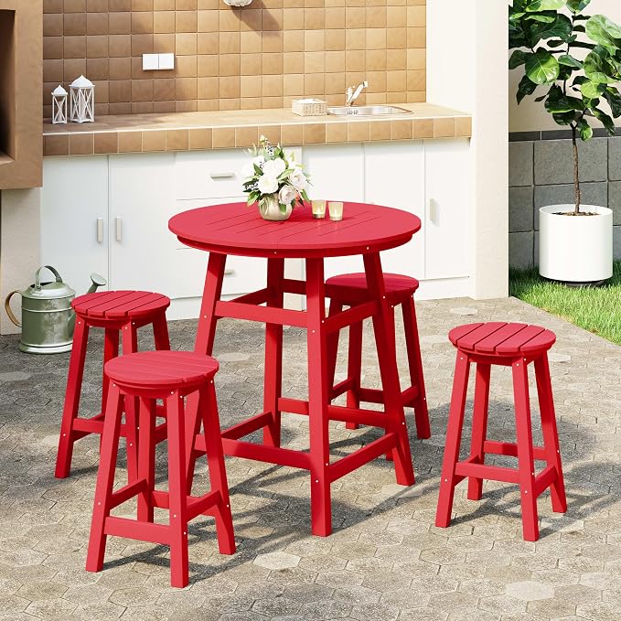 WestinTrends Malibu 5-Piece HDPE Outdoor Patio Dining Bar Bistro Table Set - Image 2