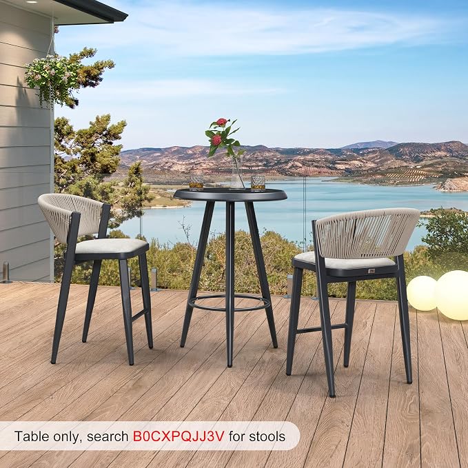PURPLE LEAF Outdoor Round Table Height Counter Bistro Bar Table - Image 7