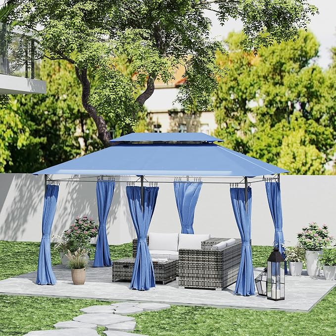 Outsunny 10' x 13' Patio Gazebo, Double Roof Outdoor Gazebo Canopy Shelter - Image 2