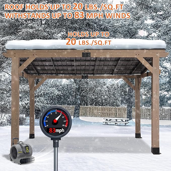 CHARMELEON Cedar Wood Gazebo 10' x 12', Wooden Grill Gazebo - Image 5