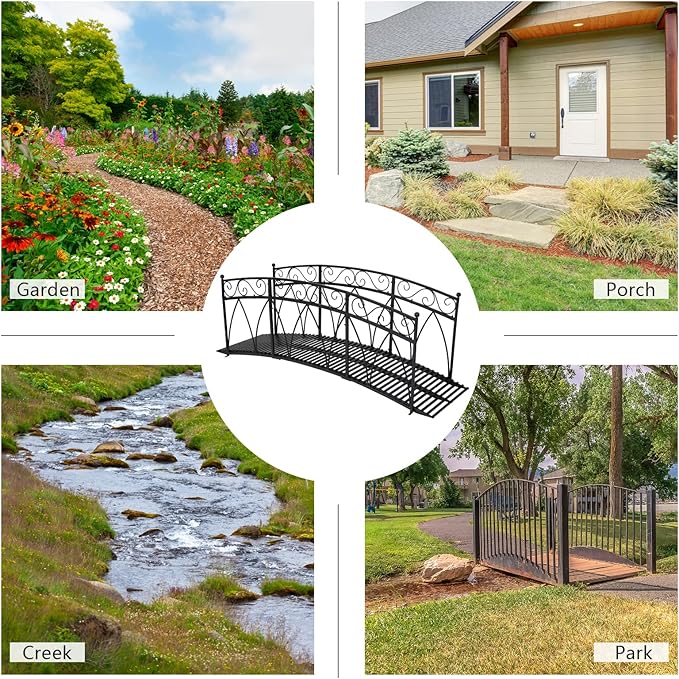JSUN7 8 Ft Metal Garden Bridge - Image 4