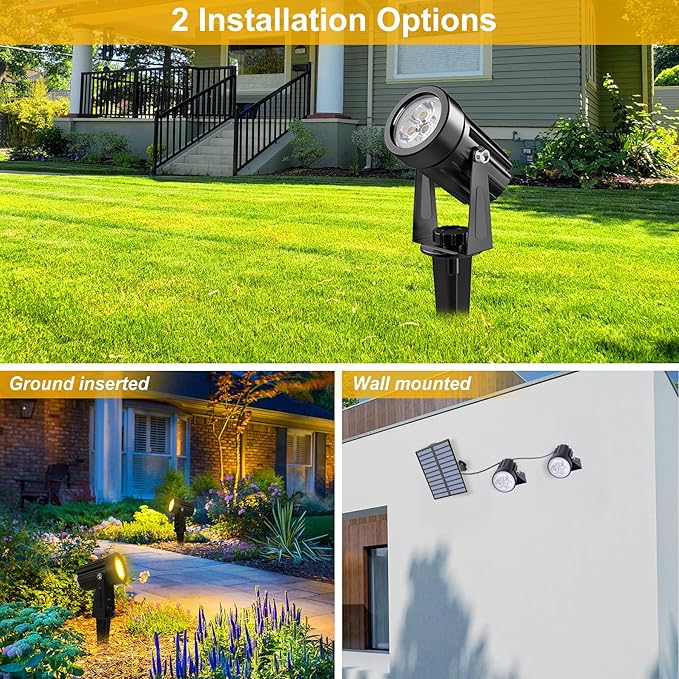 Solar Spot Lights Outdoor, 2 Pack Solar Landscape Spotlights IP65 Waterproof - Image 6