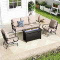 MFSTUDIO 5 Seats Large Metal Patio Conversation Sets, 4 Pieces Outdoor by MFSTUDIO