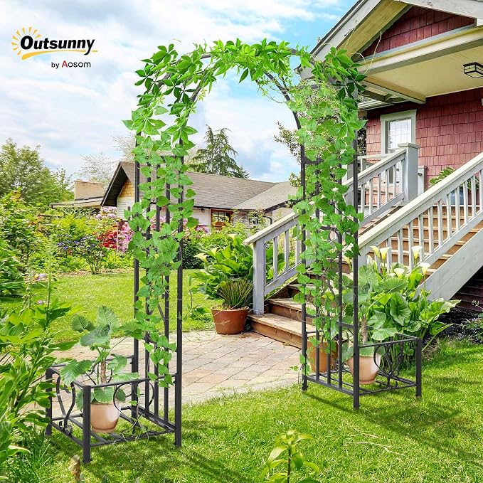 Outsunny 6.7' Steel Garden Arch Arbor - Image 2