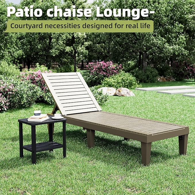 NUNU LAB Outdoor Chaise Lounge Chair Set of 3（2 of Chair and 1 of Side Table） - Image 3