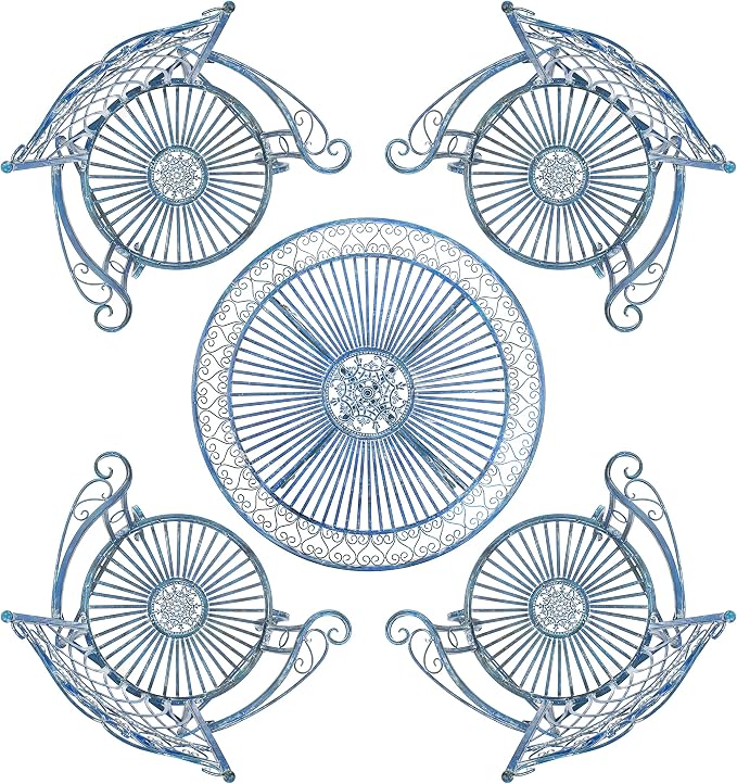 Safavieh PAT5003C Outdoor Collection Thessaly Victorian Antique Blue 5-Piece - Image 4