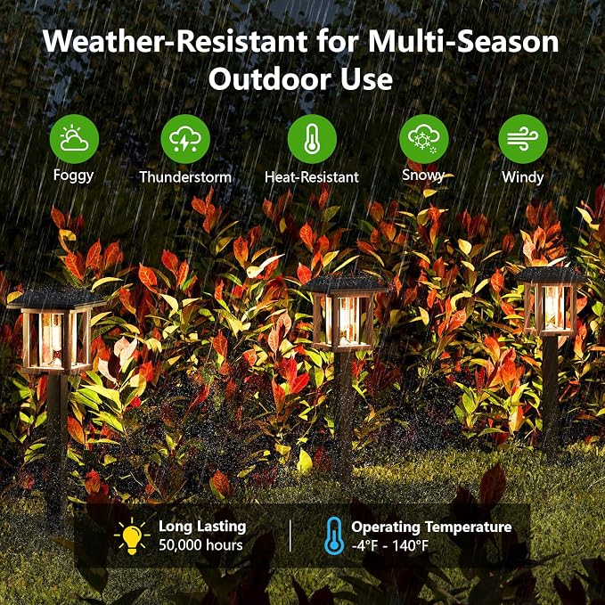 XMCOSY+ Solar Pathway Lights Outdoor, 25 LM LED Garden Lights - Image 7