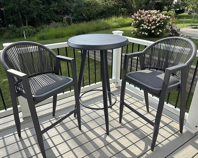 PURPLE LEAF Outdoor Bar Stools Set of 2 Wicker Bar Stools Woven Bar Height - Image 2