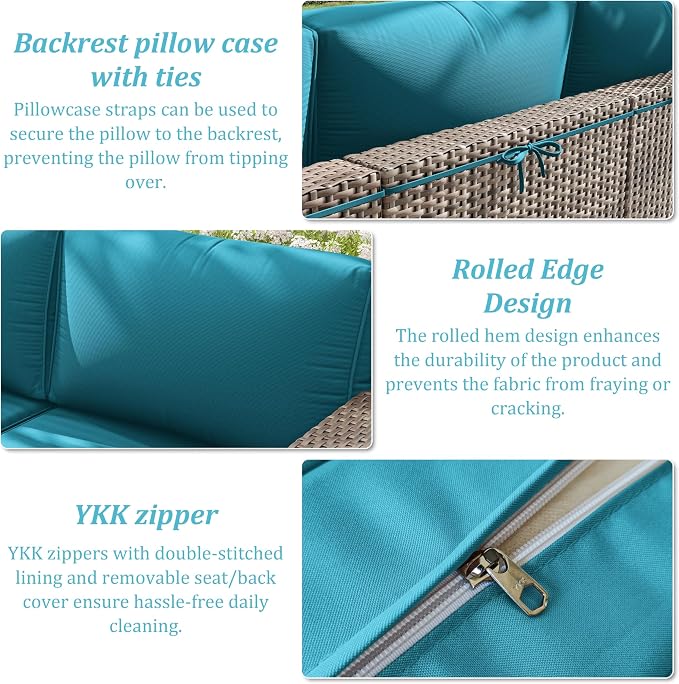 14 Pcs Outdoor Cushion Slipcovers Patio Cushion Covers Replacement Waterproof - Image 5