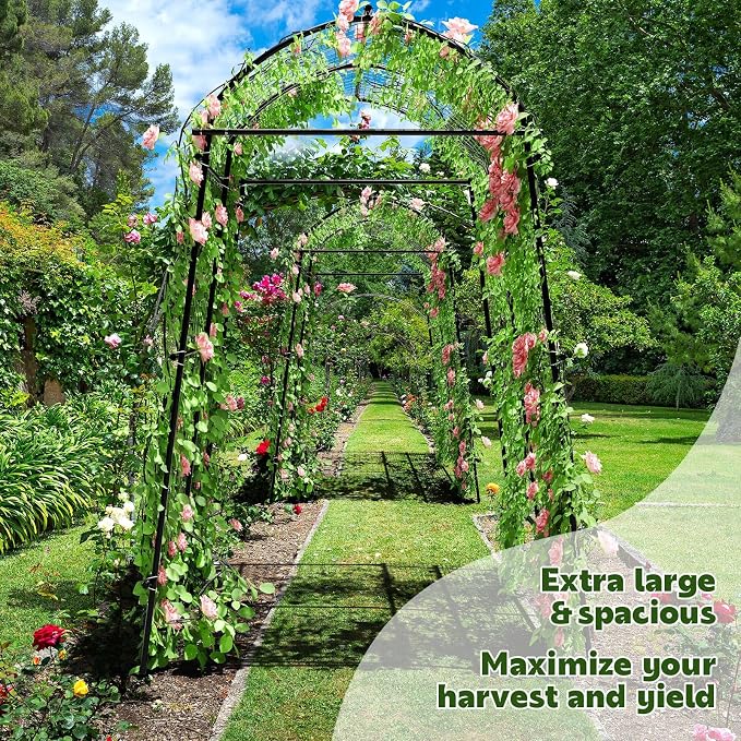 AGTEK 87in Garden Arch Trellis for Climbing Plants, Garden Arches Support - Image 9