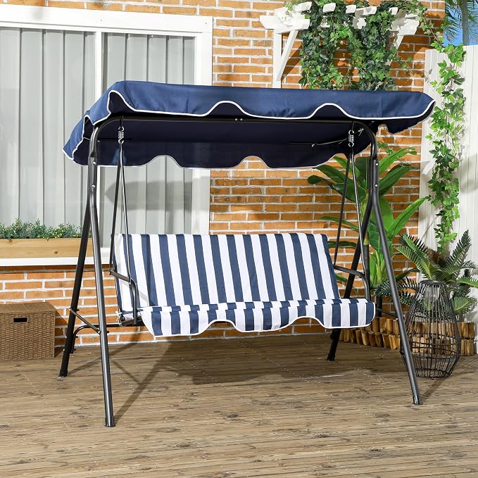 Outsunny 3-Seat Outdoor Patio Swing Chair - Image 2