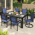 Outdoor Dining Set for 6, Metal Patio Table and Chairs Set by COCLUB