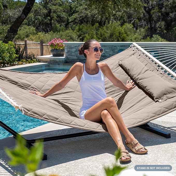 ANOW Double Hammock with Spreader Bars and Detachable Pillow, 2 Person Hammock - Image 2