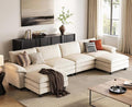 LINSY HOME 157'' Modular Sectional Sofa Beige Couch Corduroy Cloud Couches by LINSYHOME
