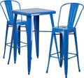 Flash Furniture Commercial Grade 23.75" Square Blue Metal Indoor-Outdoor Bar by FlashFurniture