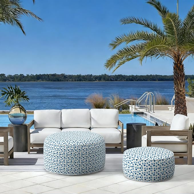 LVTXIII Outdoor Inflatable Ottoman, Portable Round Ottoman Pouf - Image 5