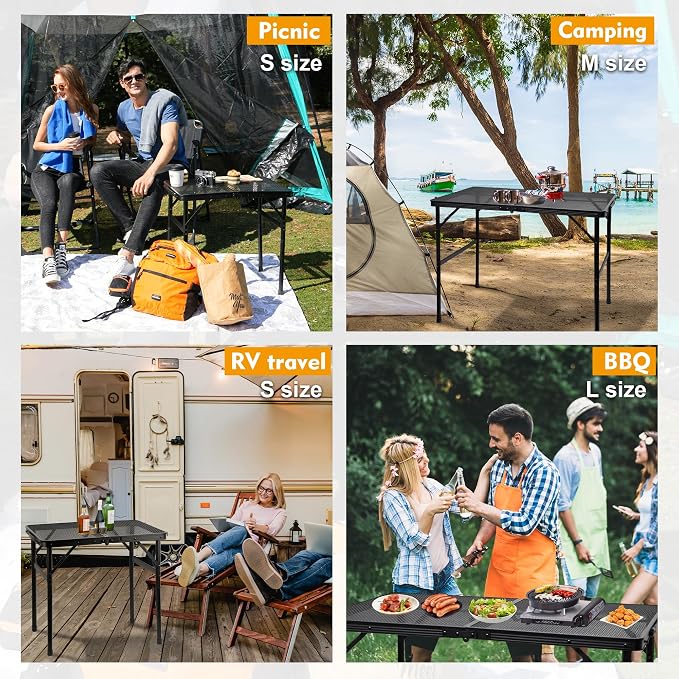 Camping Table with Mesh Desktop, Lightweight & Portable Folding Grill Table - Image 8
