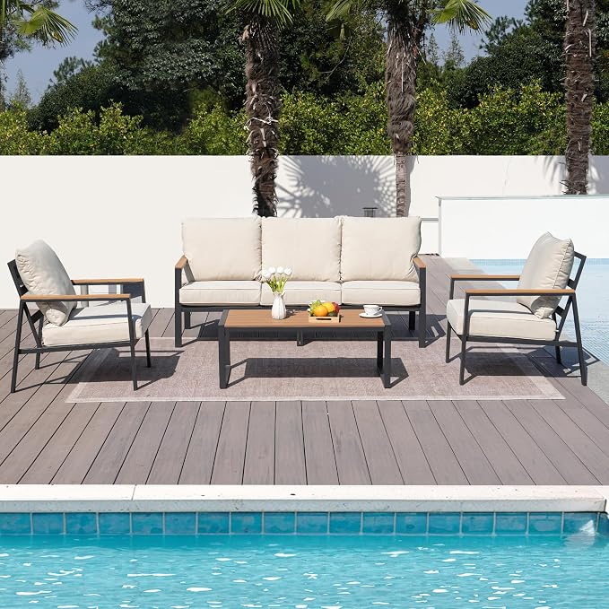 Patio Furniture Set, 4 Pieces Outdoor Furniture Patio Conversation Set - Image 3
