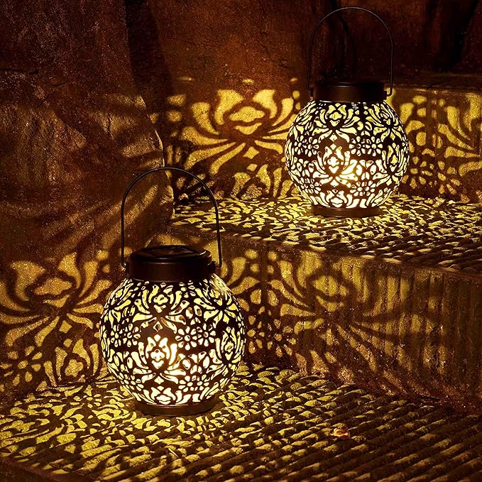 Set of 2 Solar Lantern Outdoor Hanging Decorative Lights - Image 5