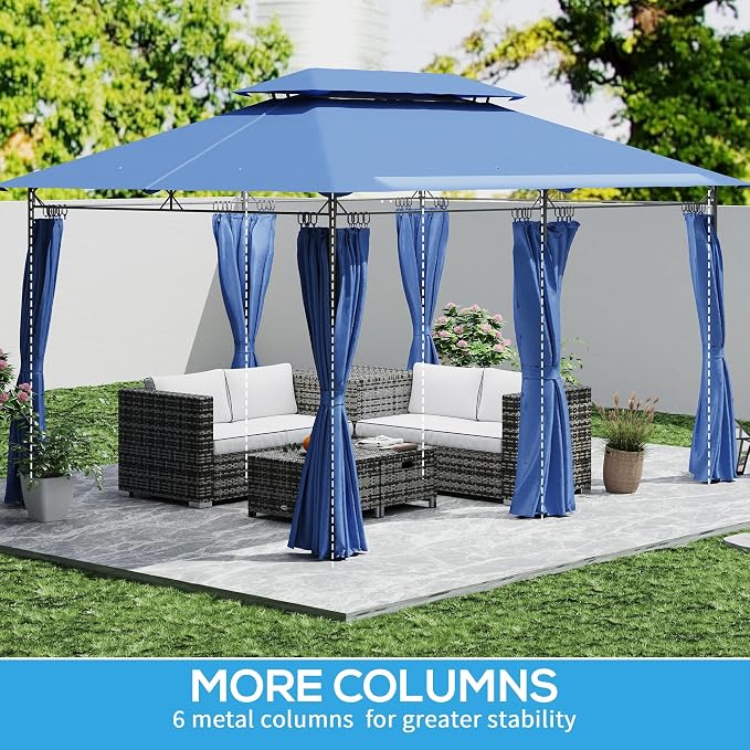 Outsunny 10' x 13' Patio Gazebo, Double Roof Outdoor Gazebo Canopy Shelter - Image 4