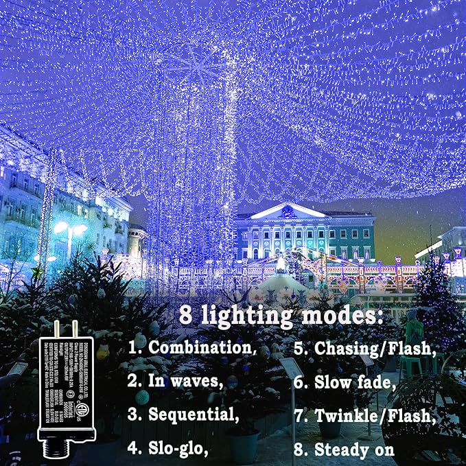 KNONEW 197FT 500 LED Christmas Lights Outdoor String Lights 8 Modes & Memory - Image 6