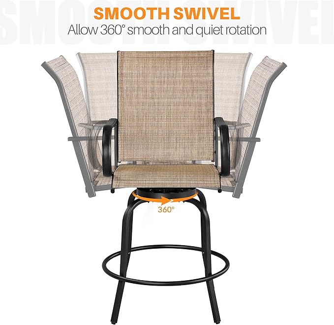 Yaheetech Patio Swivel Bar Stools Outdoor Chairs Set of 2 Outdoor High Bistro - Image 6