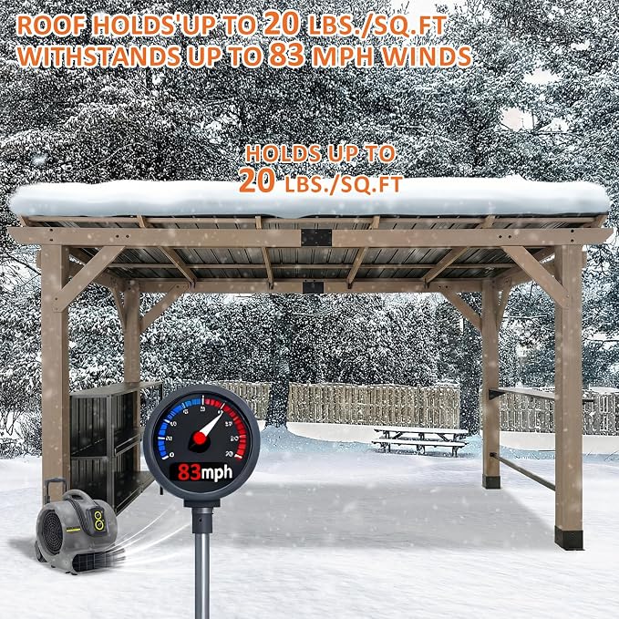 CHARMELEON Grill Gazebo 6 x 12 FT, Cedar Wood BBQ Gazebo - Image 9