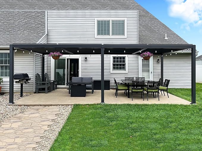 PURPLE LEAF Louvered Pergola 11' x 23' Aluminum Outdoor Pergola by Unknown